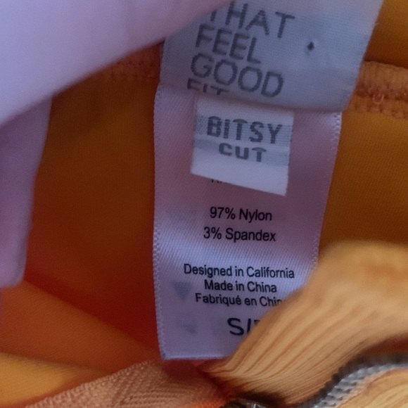 L*space Riding High yellow ribbed high waist bitsy cut swim bottoms size small - Picture 5 of 6